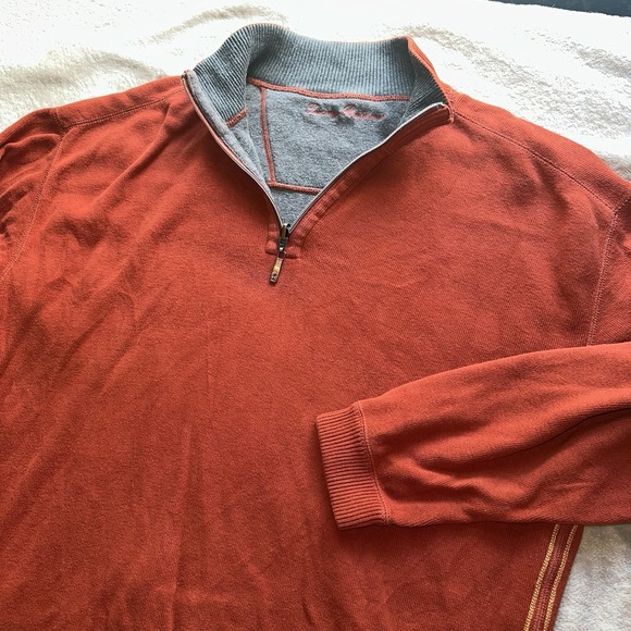 Tommy Bahama Other - TOMMY BAHAMA Flipshore Reversible Half Zip Pullover Sweater Orange Gray Mens XL